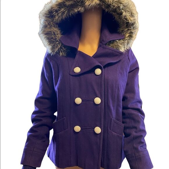 Vintage Wool Blend Hooded Cropped Jacket/ Coat M - Picture 1 of 13